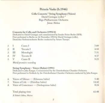 CD Pēteris Vasks: Cello Concerto