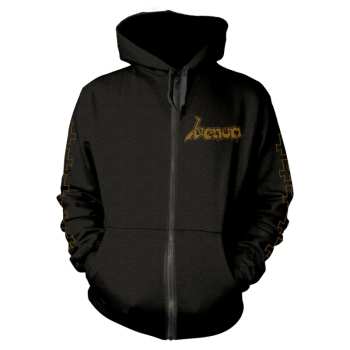 Merch Venom: Hoodie Met Rits At War With Satan (gold)