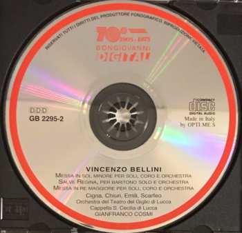 CD Vincenzo Bellini: Messa In Sol Minore, Salve Regina, Messa In Re Maggiore