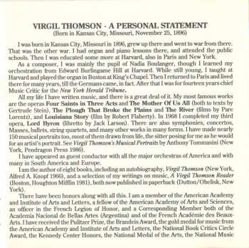 CD Virgil Thomson: Symphony On A Hymn Tune / Symphony No. 2 / A Solemn Music And A Joyful Fugue / Shipwreck And Love Scene From Byron's Don Juan / Five Tenor Solos From The Opera Lord Byron