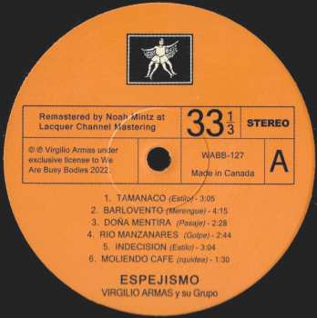 LP Virgilio Armas Y Su Cuarteto: Espejismo