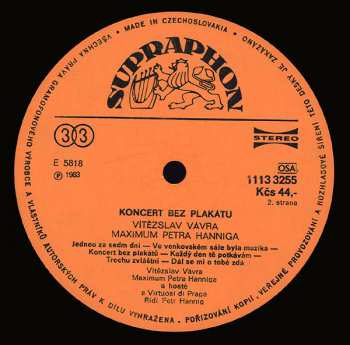 LP Vítězslav Vávra: Koncert Bez Plakátu