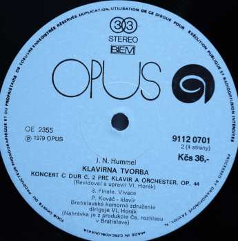 2LP Johann Nepomuk Hummel: Klavirna Tvorba
