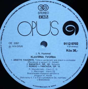2LP Johann Nepomuk Hummel: Klavirna Tvorba