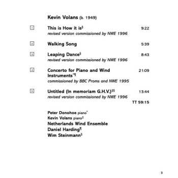 CD Daniel Harding: Concerto For Piano And Wind Instruments / This Is How It Is / Leaping Dance / Walking Song / Untitled