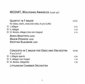 SACD Wolfgang Amadeus Mozart: Oboe Concerto / Quartet / Sonata