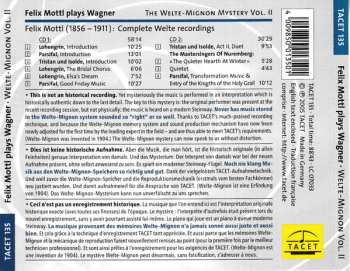 2CD Richard Wagner: The Welte-Mignon Mystery Vol. II - Felix Mottl Today Playing His 1907 Interpretations - Selected Works By Wagner