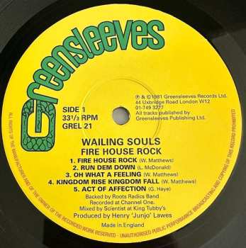 LP Wailing Souls: Fire House Rock
