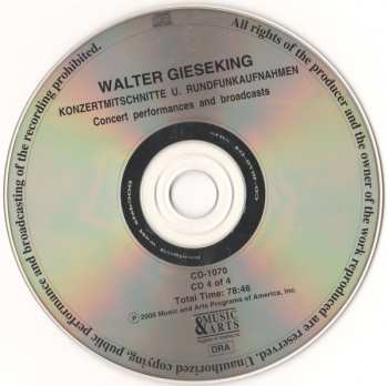 4CD/Doos Walter Gieseking: Konzertmitschnitte U. Rundfunkaufnahmen / Public Performances And Broadcasts (From The Collection Of Deutsches Rundfunkarchiv)