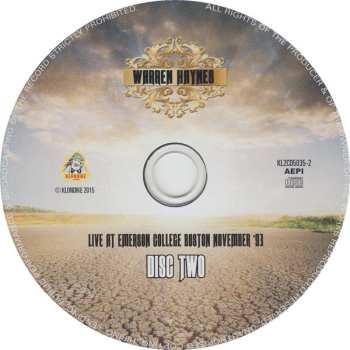 2CD Warren Haynes: Live At Emerson College Boston November '93