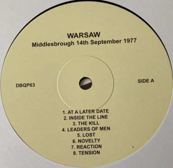 LP Joy Division: Warsaw Middlesbrough 14th September 1977 / Joy Division Manchester 28th September 1979