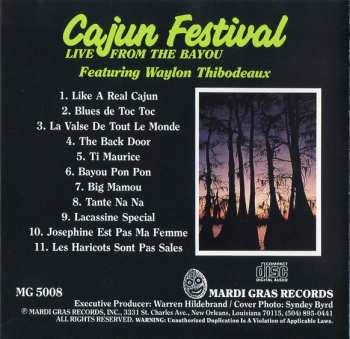 CD Waylon Thibodeaux: Cajun Festival Live From The Bayou