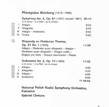 CD Mieczysław Weinberg: Symphonies, Vol. 2 - Symphony No. 4 • Sinfonietta No. 2 • Rhapsody On Moldovian Themes