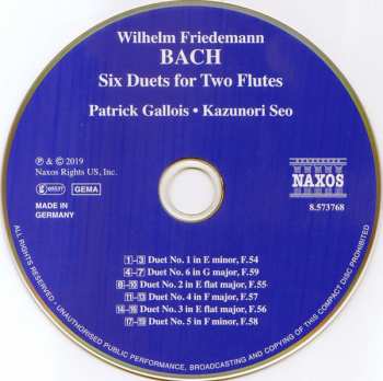 CD Wilhelm Friedemann Bach: Duets For Two Flutes