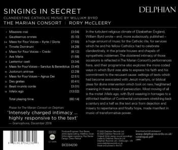 CD William Byrd: Singing In Secret: Clandestine Catholic Music By William Byrd