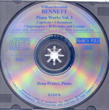 CD William Sterndale Bennett: Piano Works Vol. 3