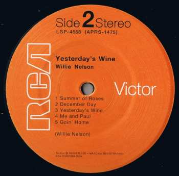 LP Willie Nelson: Yesterday's Wine LTD