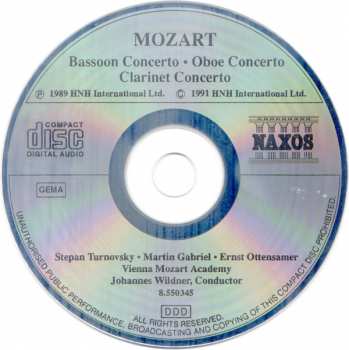 CD Wolfgang Amadeus Mozart: Bassoon Concerto / Oboe Concerto / Clarinet Concerto