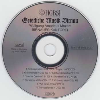 CD Wolfgang Amadeus Mozart: Geistliche Musik Birnau
