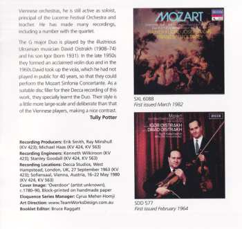 CD Wolfgang Amadeus Mozart: Duos For Violin & Viola • Divertimento In E Flat, KV 563