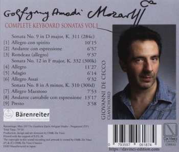 CD Wolfgang Amadeus Mozart: Complete Keyboard Sonatas Vol.1