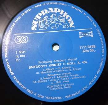 LP Wolfgang Amadeus Mozart: Quintets In C Minor, KV406 (516b) & In E-Flat Major, KV614