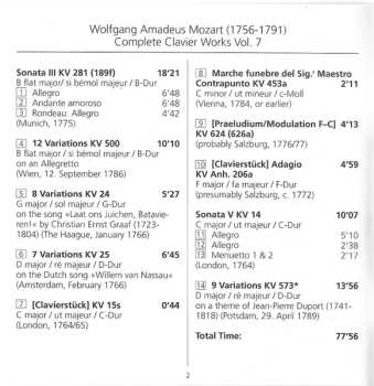 CD Wolfgang Amadeus Mozart: Complete Clavier Works = Sämtliche Klavierwerke Vol. 7