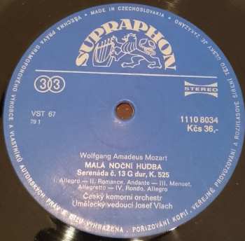 LP Wolfgang Amadeus Mozart: Malá Noční Hudba / Divertimento D Dur / Adagio A Fuga C Moll