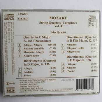 CD Wolfgang Amadeus Mozart: String Quartets (Complete) Vol. 4: K. 136 • K. 137 • K. 138 • K. 465