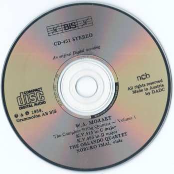 CD Wolfgang Amadeus Mozart: String Quintet In C Major, K.V. 515 / String Quintet In D Major, K.V. 593