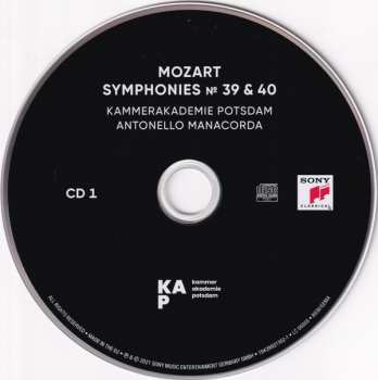 2CD Wolfgang Amadeus Mozart: Symphonies N° 39–41