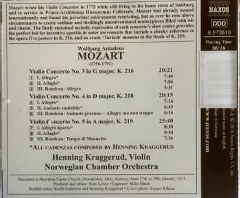 CD Wolfgang Amadeus Mozart: Violin Concertos Nos. 3, 4 And 5