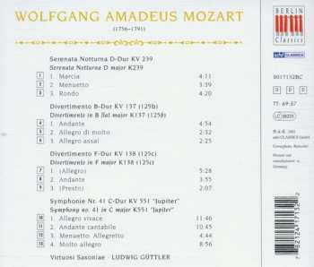 CD Wolfgang Amadeus Mozart: Jupiter-Symphonie / Divertimenti KV 137 & 138 / Serenata Notturna