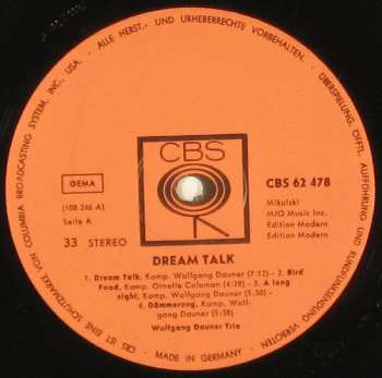 CD Wolfgang Dauner Trio: Dream Talk