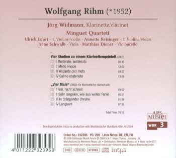 CD Wolfgang Rihm: Vier Studien Zu Einem Klarinettenquintett / "Vier Male" Für Klarinette Solo