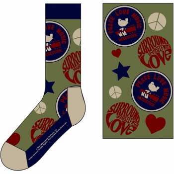 Merch Woodstock: Enkelsokken Peace - Love - Music