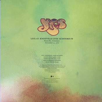 3LP Yes: Live At Knoxville Civic Auditorium Knoxville, Tennessee November 15, 1972