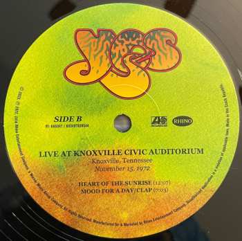 3LP Yes: Live At Knoxville Civic Auditorium Knoxville, Tennessee November 15, 1972