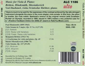 CD Paul Hindemith: Music For Viola & Piano