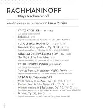 CD Sergei Vasilyevich Rachmaninoff: Plays Rachmaninoff