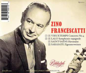 CD Zino Francescatti: Vieuxtemps Concerto No.4 • Lalo Symphonie Espagnole • Saint-Saëns Havanaise • Sarasate Zigeunerweisen