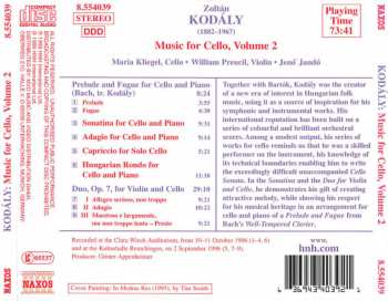 CD Maria Kliegel: Music For Cello, Volume 2 (Duo For Violin And Cello • Hungarian Rondo And Other Works)