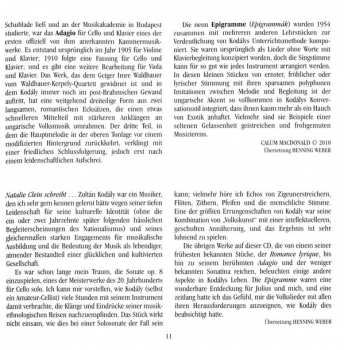 CD Zoltán Kodály: Sonata For Solo Cello • Adagio • Sonatina • Epigrams • Romance Lyrique